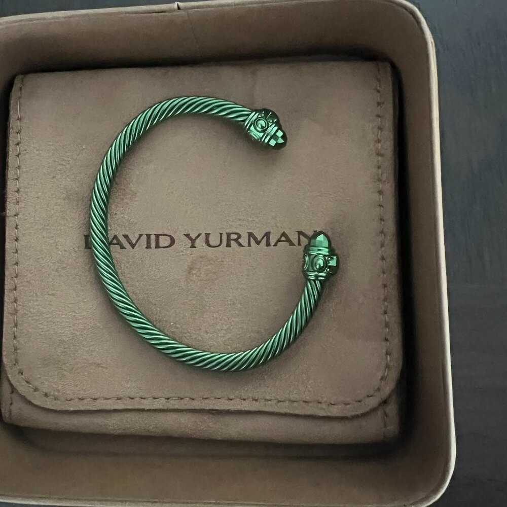 David Yurman Classic Cable Bracelet Green Aluminum, 4mm